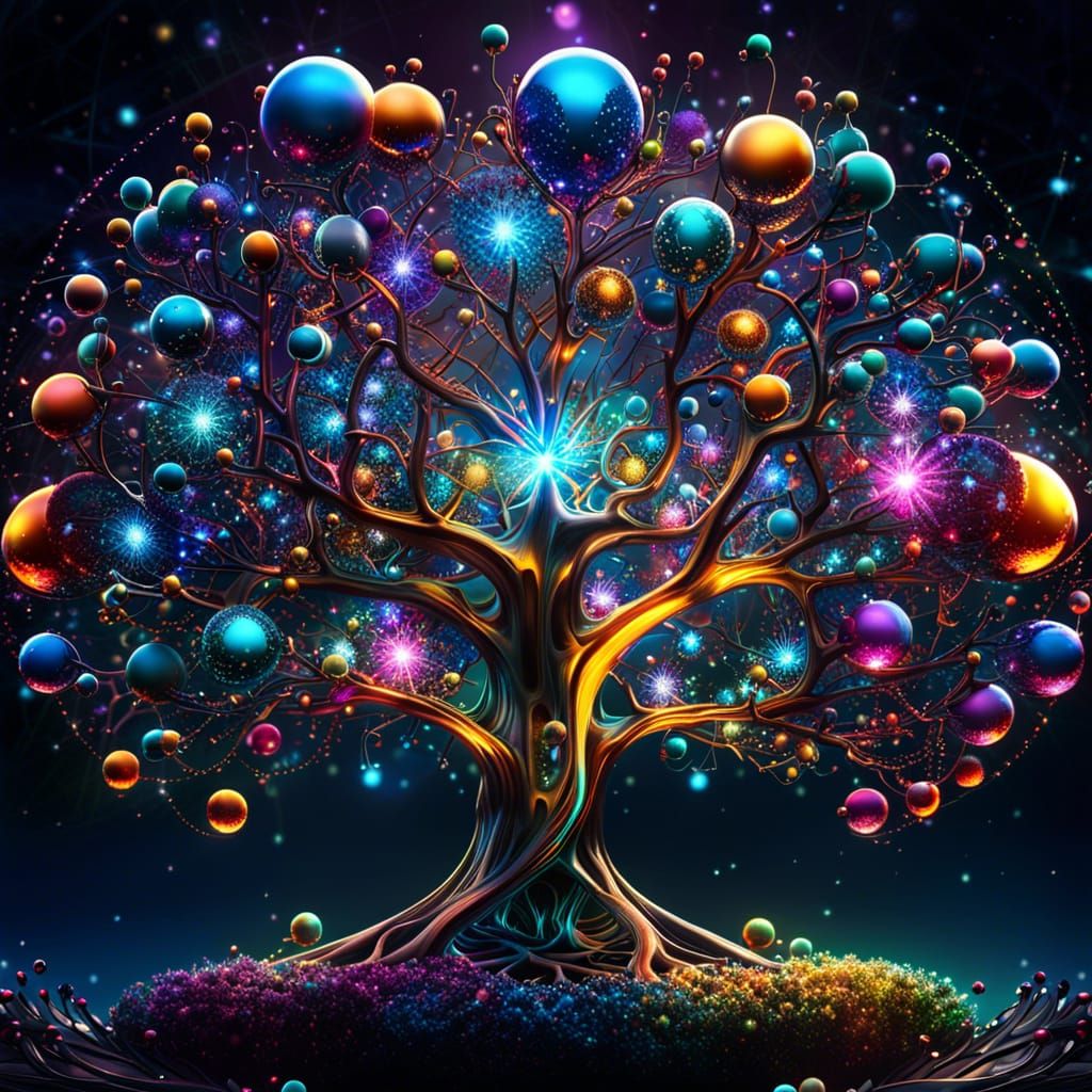 Sparkly Quantum Tree of Atoms: Macro Photography