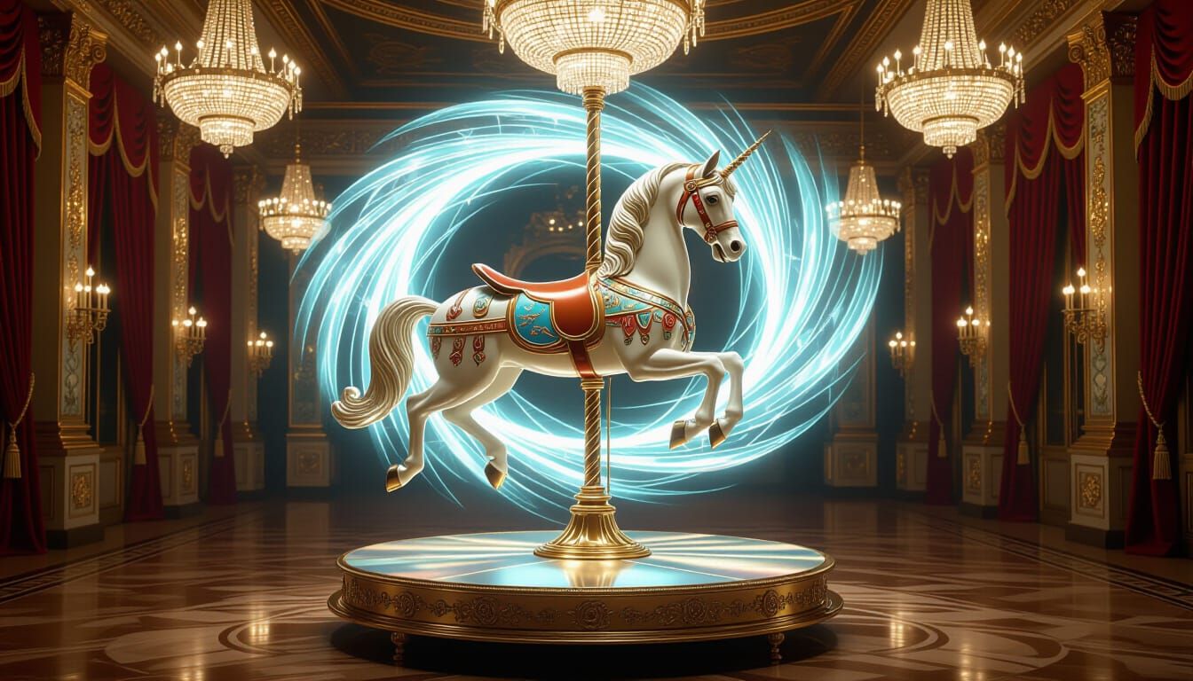 Brass Carousel Horse in Grand Ballroom Vortex