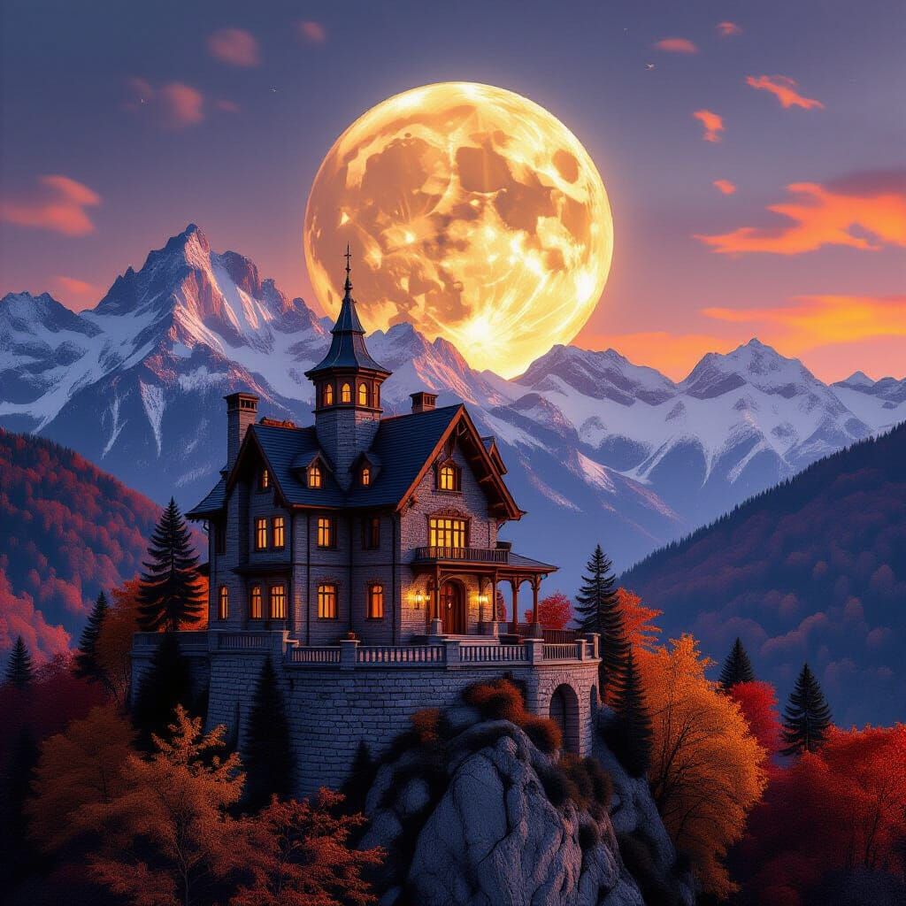 Surreal Manor Perched Atop Mountain Ridge