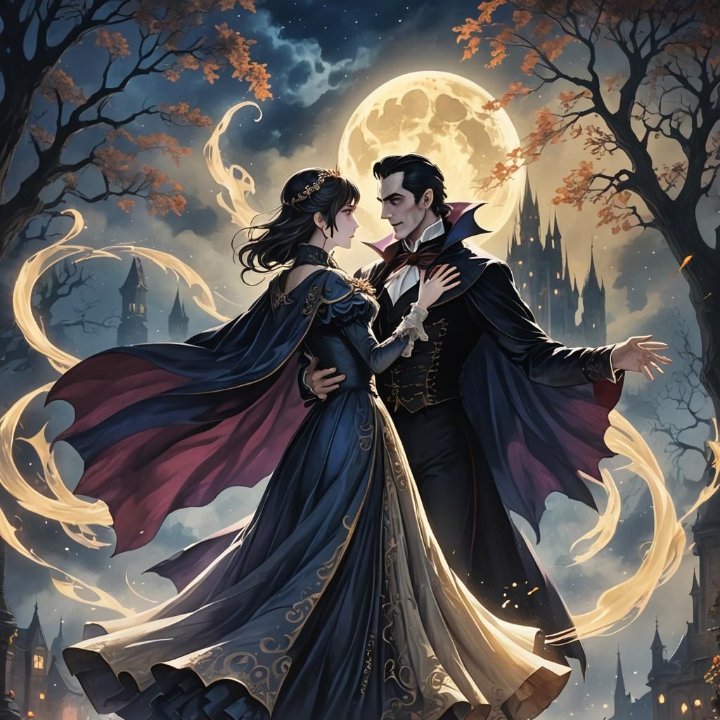 Dracula and Wife's Gothic Moonlight Dance