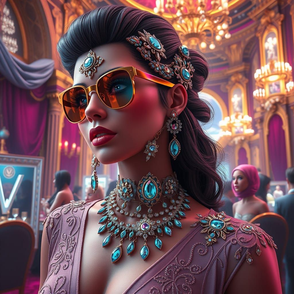 Luxurious Futurist Fashion Attraction in Opulent Setting