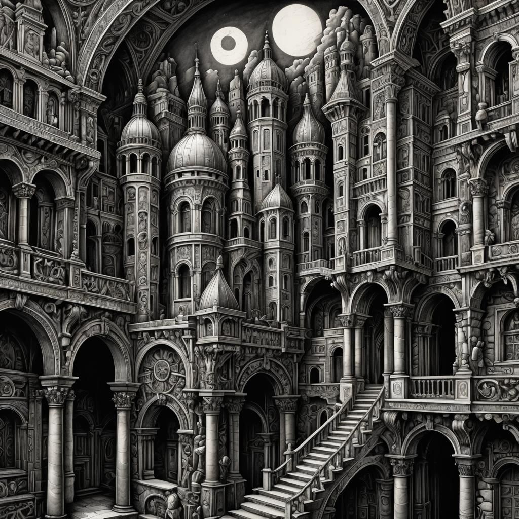 Da Vinci-esque Pen and Ink Roman Architecture