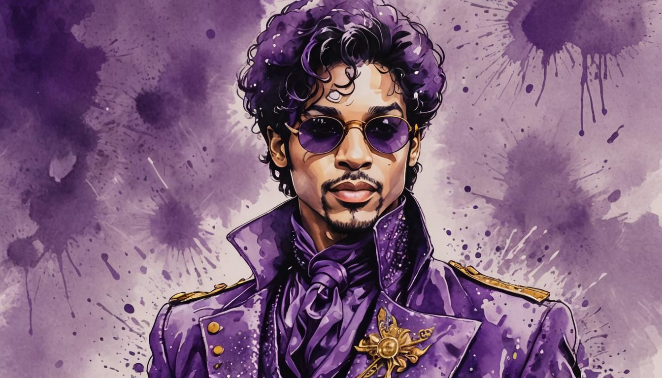 Prince in Purple Rain, Watercolor Pop Art