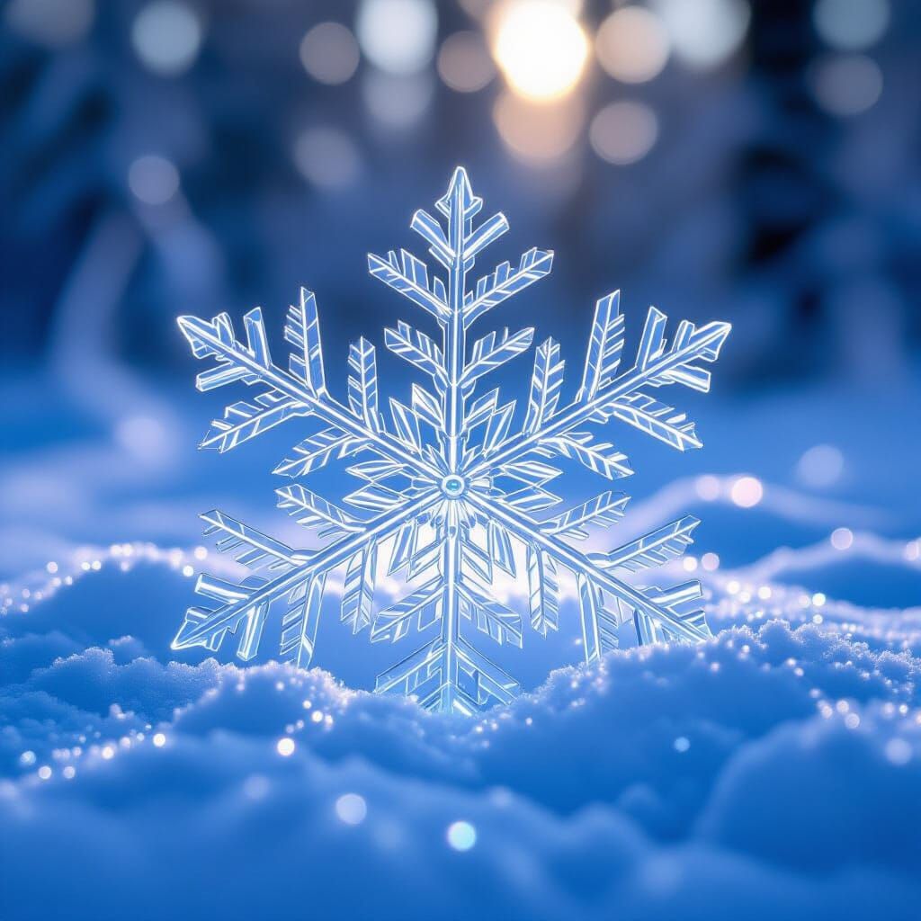 Delicate Glass Snowflake in Frosted Forest