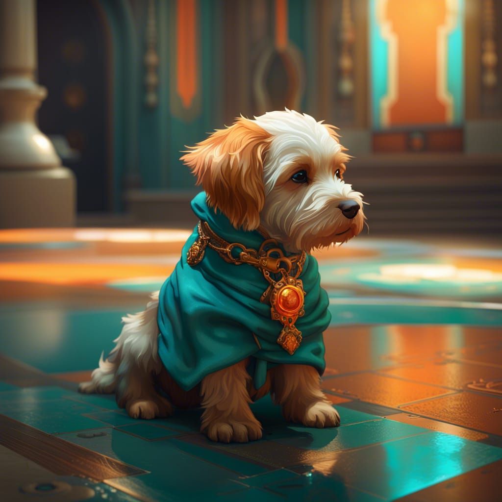 Hyperdetailed Saint Bernard Puppy in Volumetric Lighting