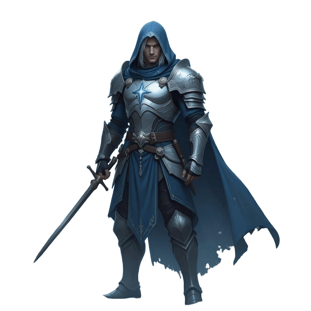 Male Half-Elf Paladin Concept Art with Silver Hair