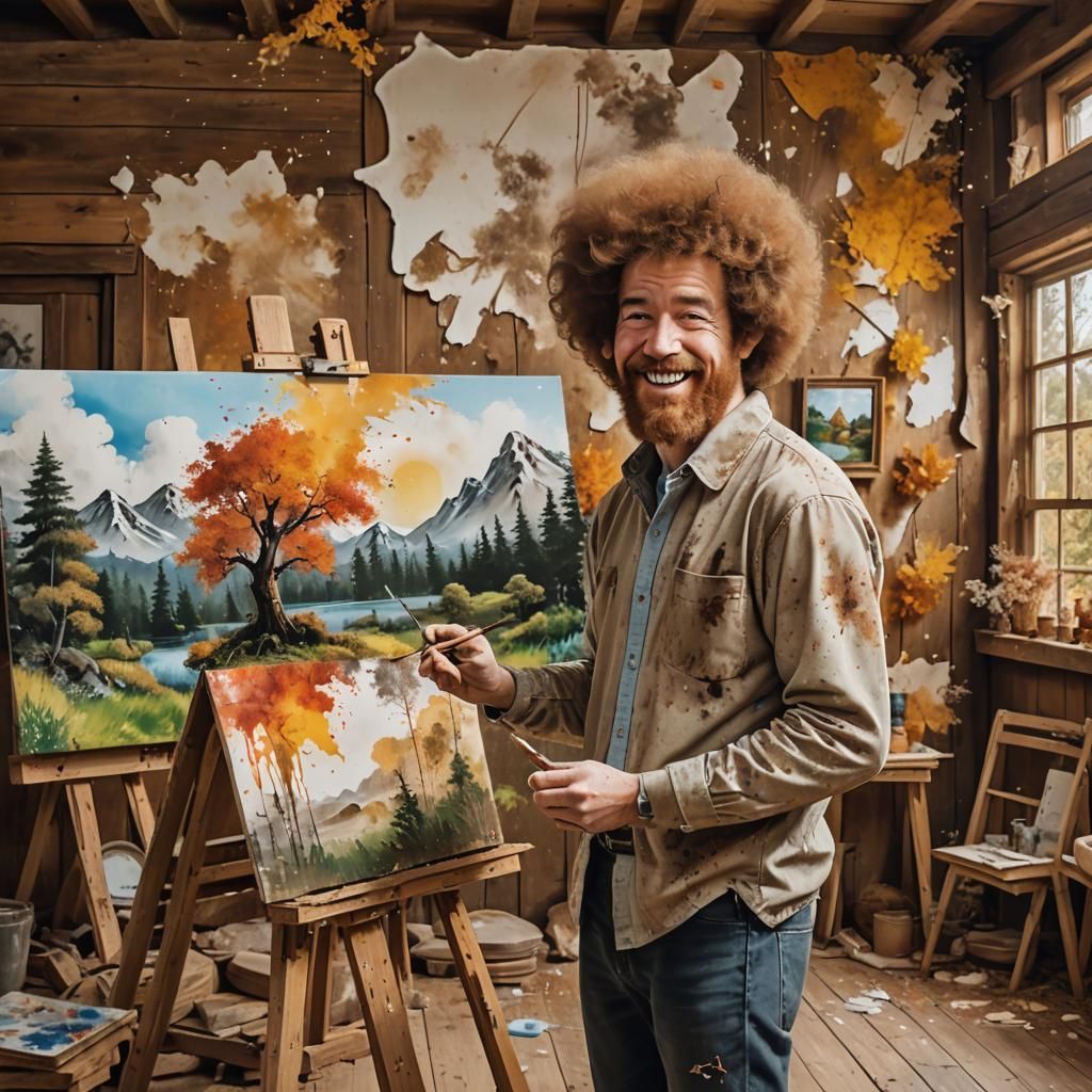 Ink Splatter Portrait of a Painter in Autumn