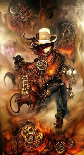 Steampunk Cowboy in Hellscape