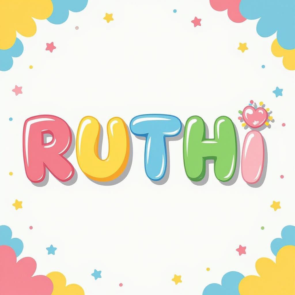 Colorful Bubble Letter Name Art for "Ruthi"