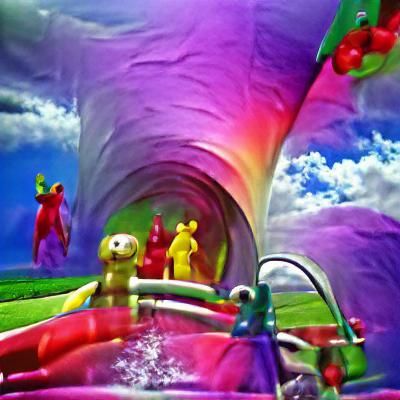 Teletubbies Waterslide Through Psychedelic Portal