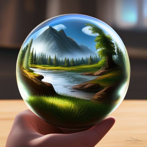 Glass Ball Landscapes: Detailed Digital Painting