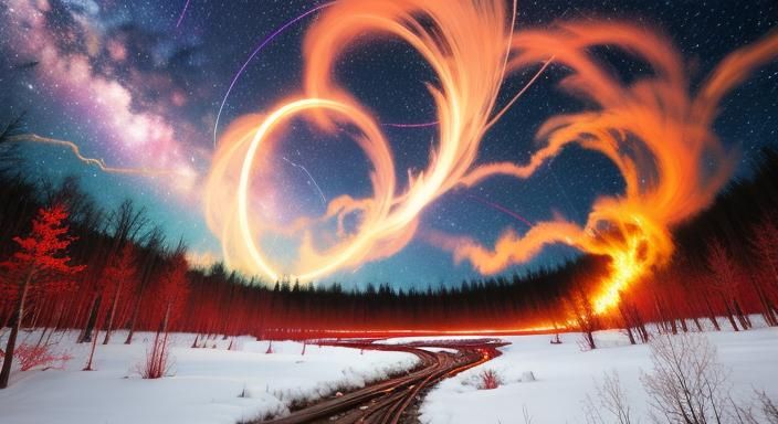 Crimson Forest Astrophotography with Star Trails