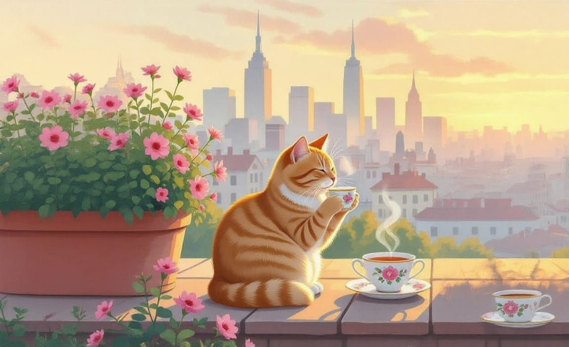 Enjoying a peaceful morning... and a spot of a mint tea.