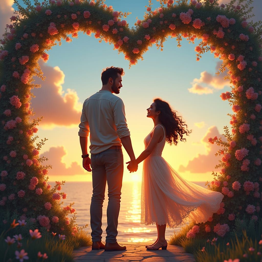 Father and Daughter at Sunset: Fantasy Concept Art