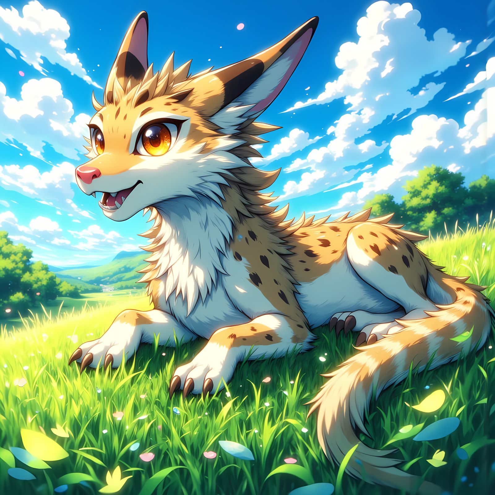 Anime Hero Basks in Sunlit Field