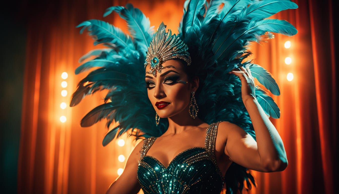 Burlesque Dancer in Comic Book Art Style