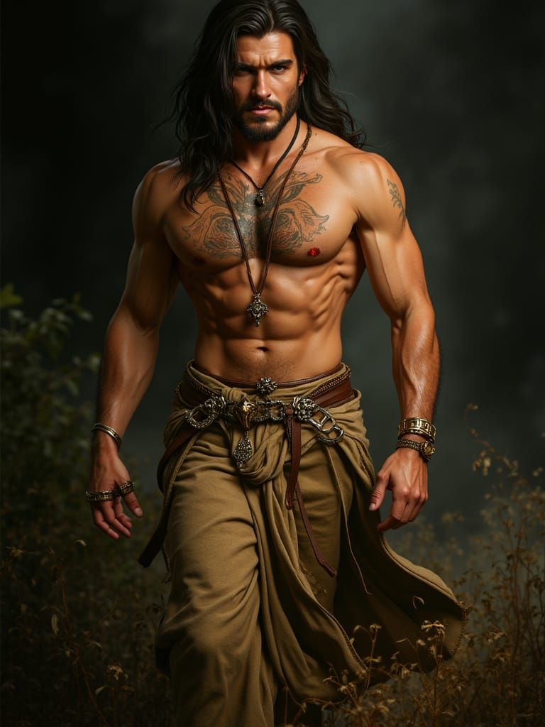 Detailed Charcoal Drawing: Fantastical Matte Painting