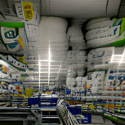 Surreal Empty Walmart Toilet Paper Aisle