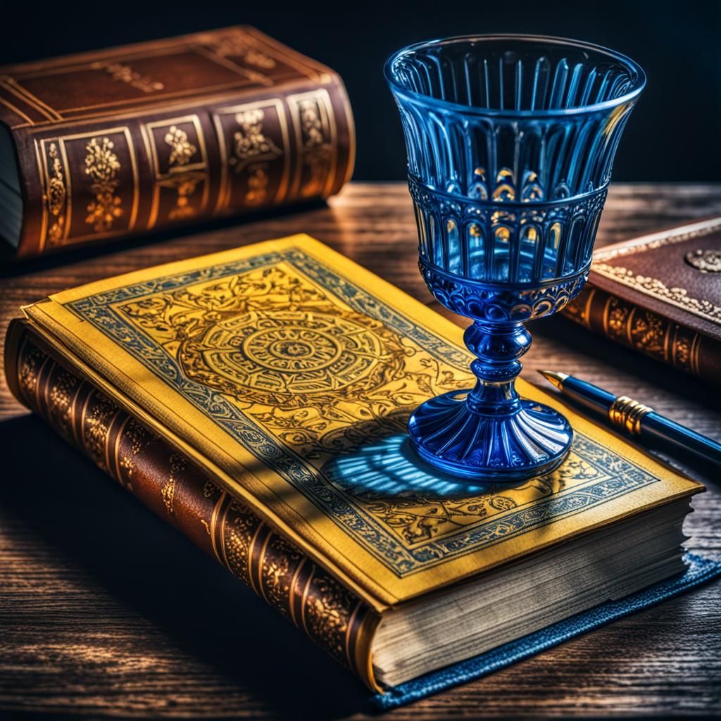 Glass Pen and Book with Earth: Hyperrealistic Image