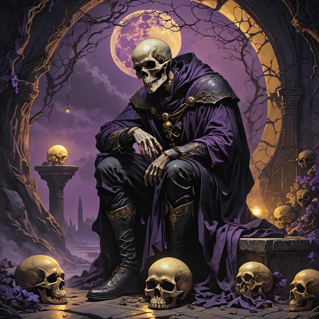 Hamlet Ponders Life and Death: Dark Fantasy Art
