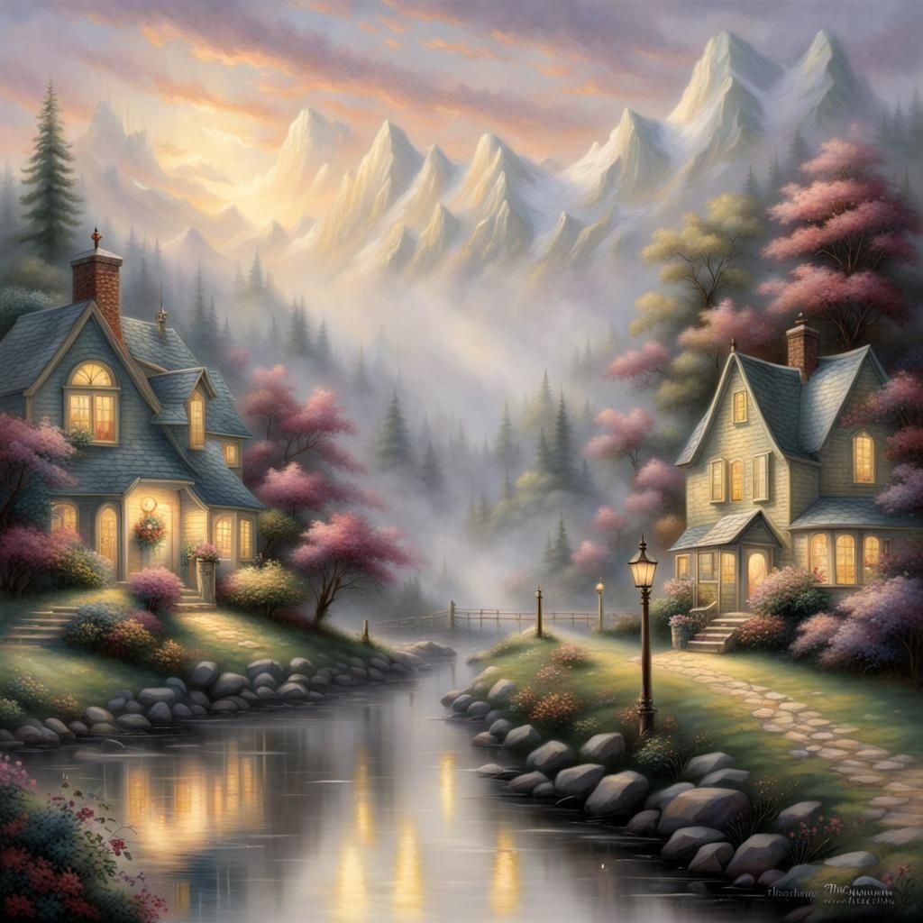 Ethereal Fantasy Eyes Reflect a Misty Landscape