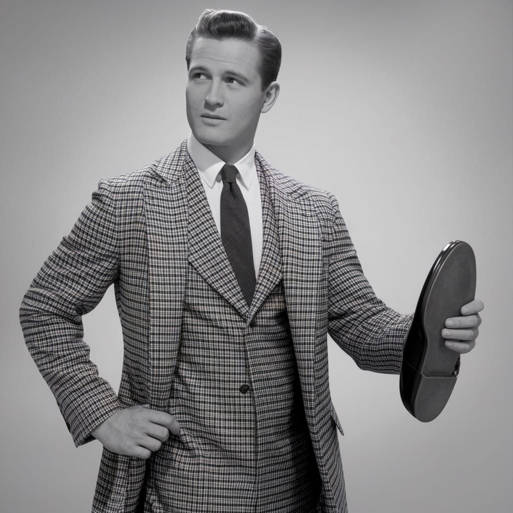 Men's 1950s Fashion: Plaid Sport Coat and Shiny Shoes