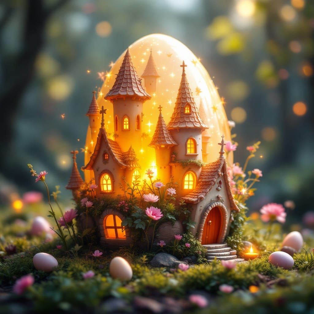 Whimsical Easter Castle in a Fantastical Realm