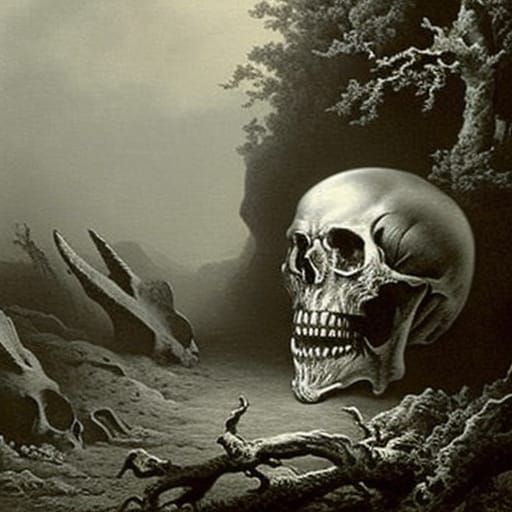 Demonic Sugar Skull in Dark Fantasy Style