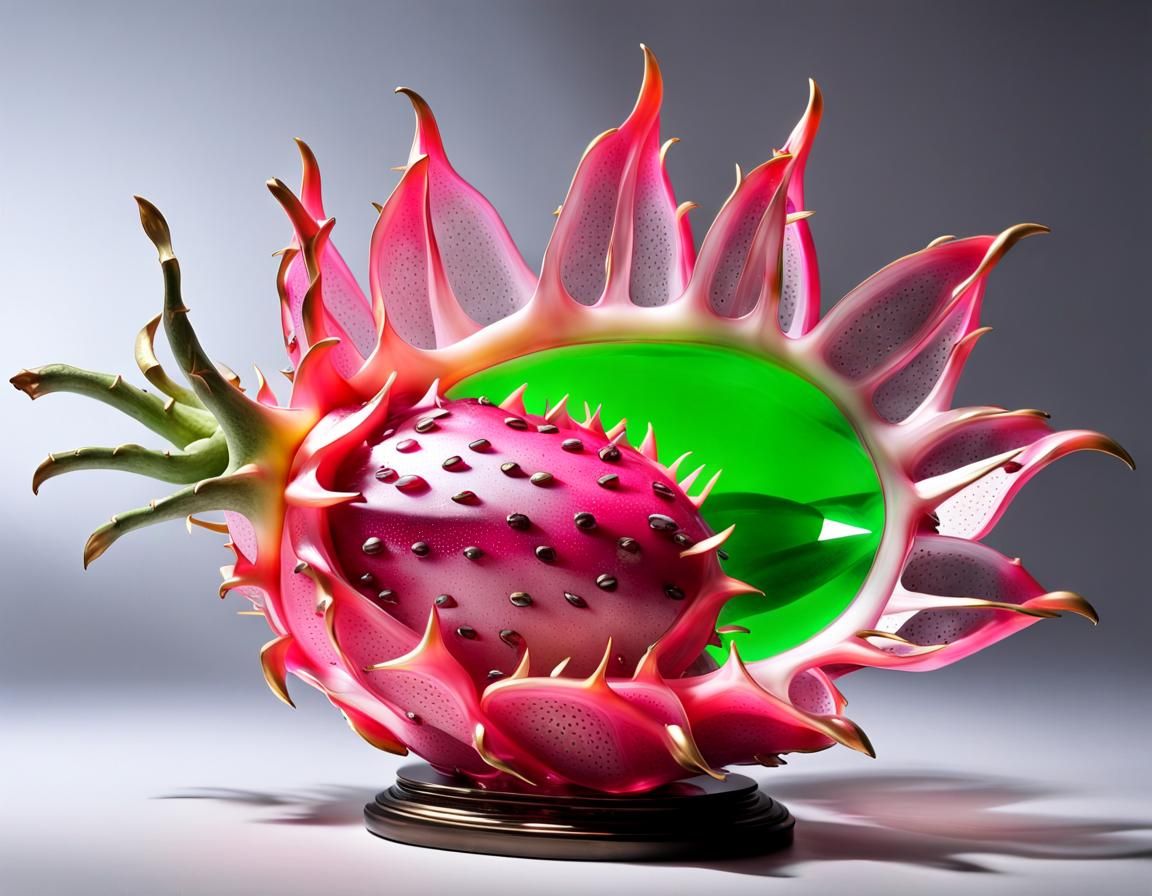 glass dragon fruit sculpture