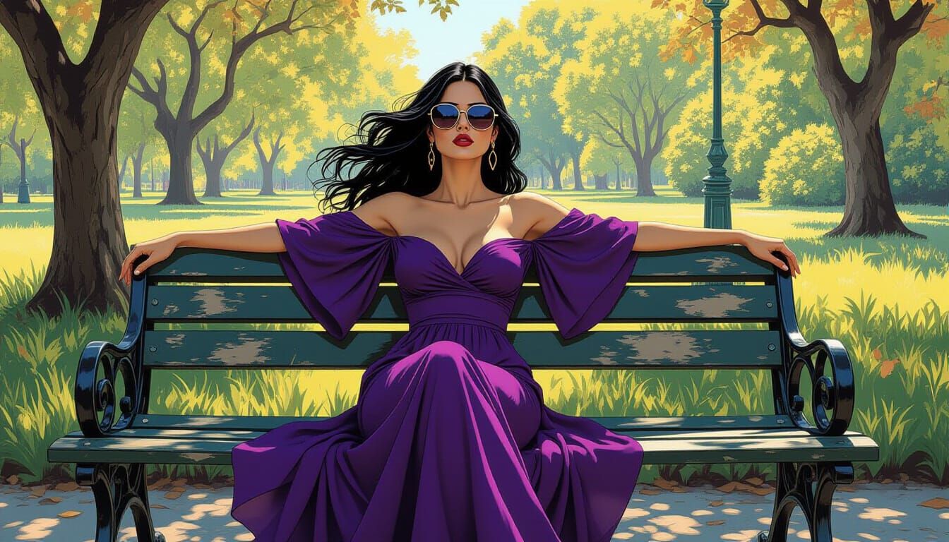 Brazilian Woman in Park: Surreal Realism Fusion