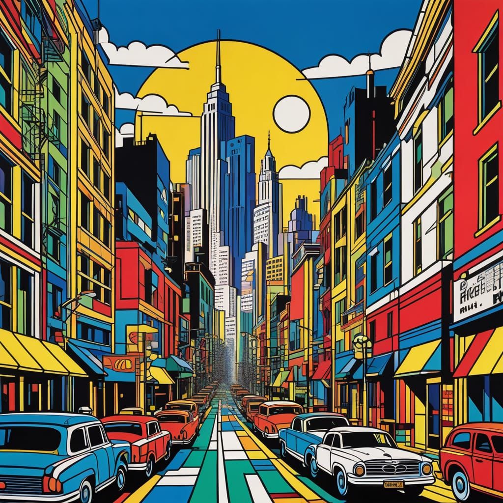 Pop Art Cityscape in Comic Book Style