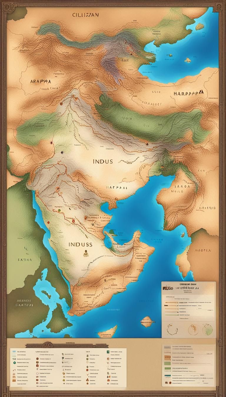 Indus Valley Civilization Map in 3D Anime Style