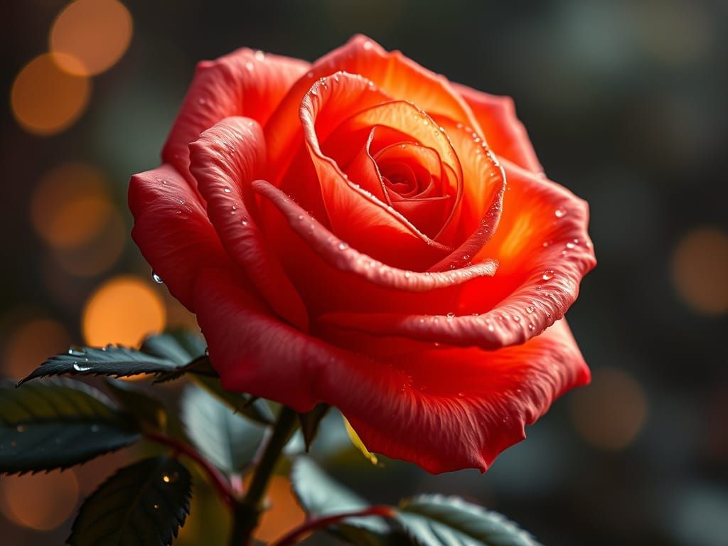 Vibrant Hyperealistic Roses in Golden Light