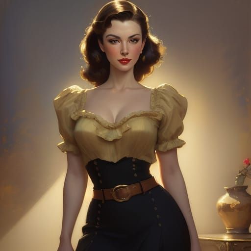 1950s Pin-Up in Impressionist Style