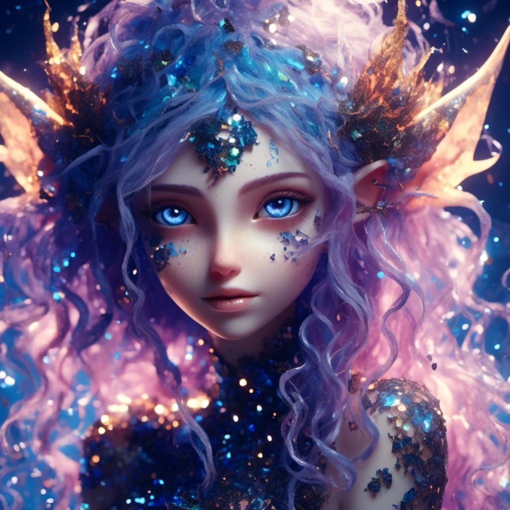 Bioluminescent Elf in Anime Impasto Style