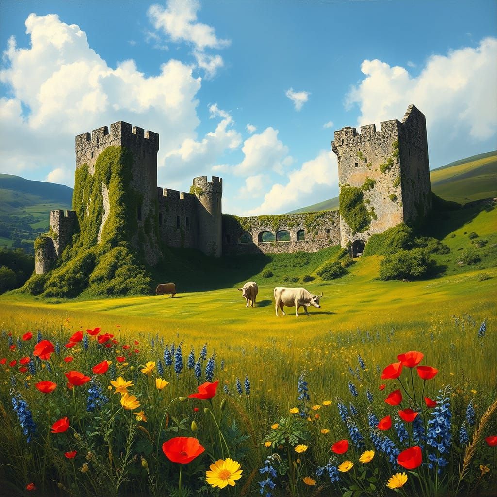 Somerset Castle amidst English Countryside