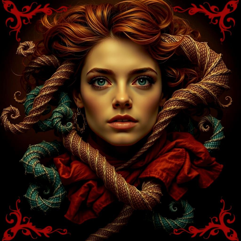 Abstract Swirls of Red and Crimson