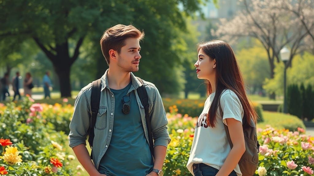 Romantic Encounter in an Impressionistic Park