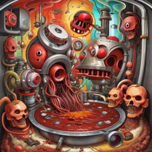 Surreal Cubist Dreamscape of Anthropomorphic Organs