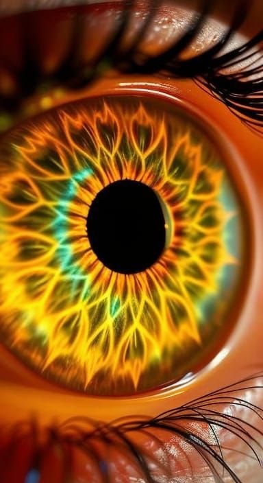 Close-Up of a Fiery Turquoise and Gold Eye