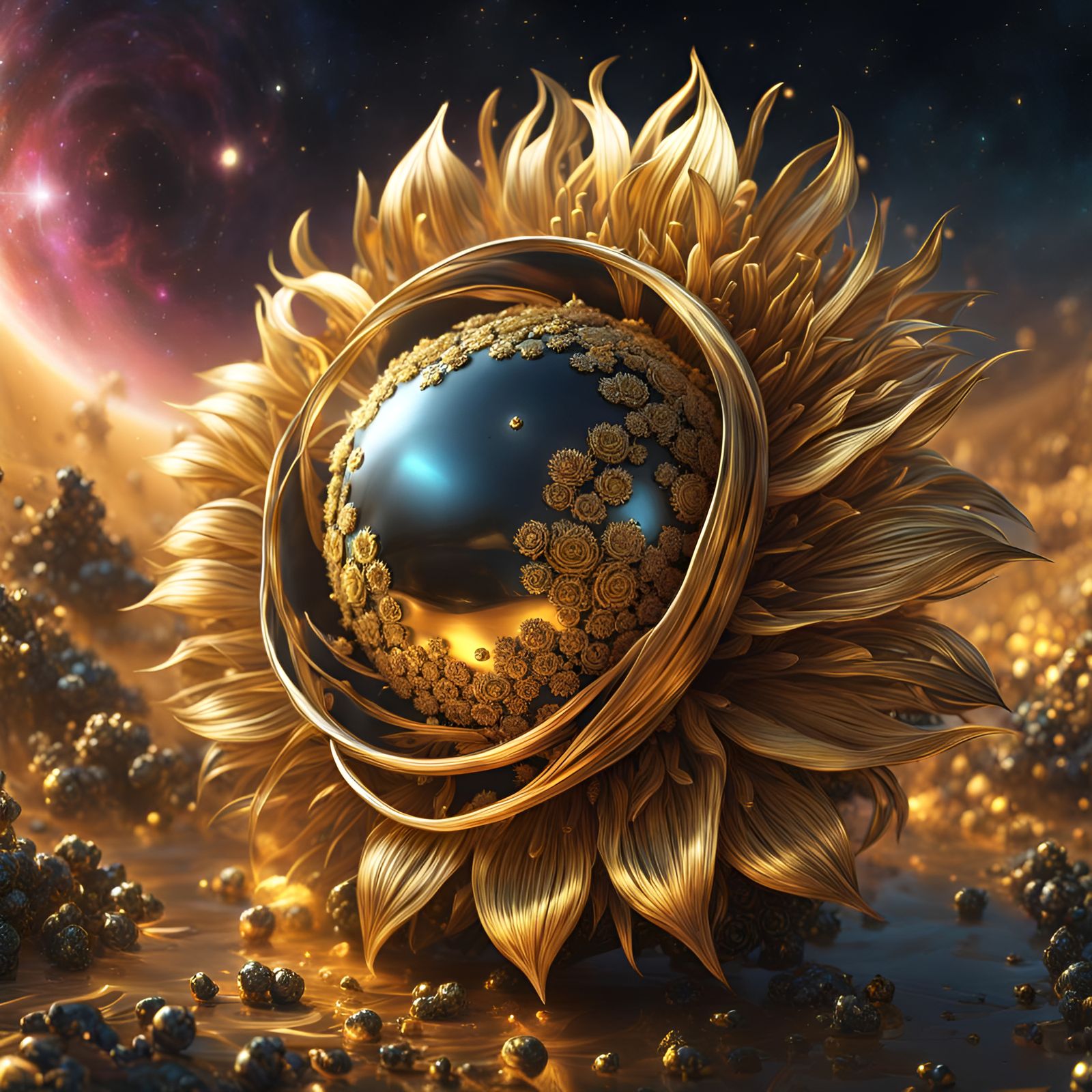 Surreal Metal Flowers in Ultra HD Digital Art