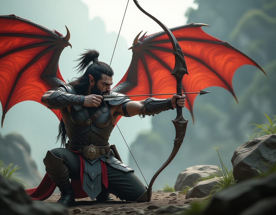 Dragon-Human Archer Ready to Strike