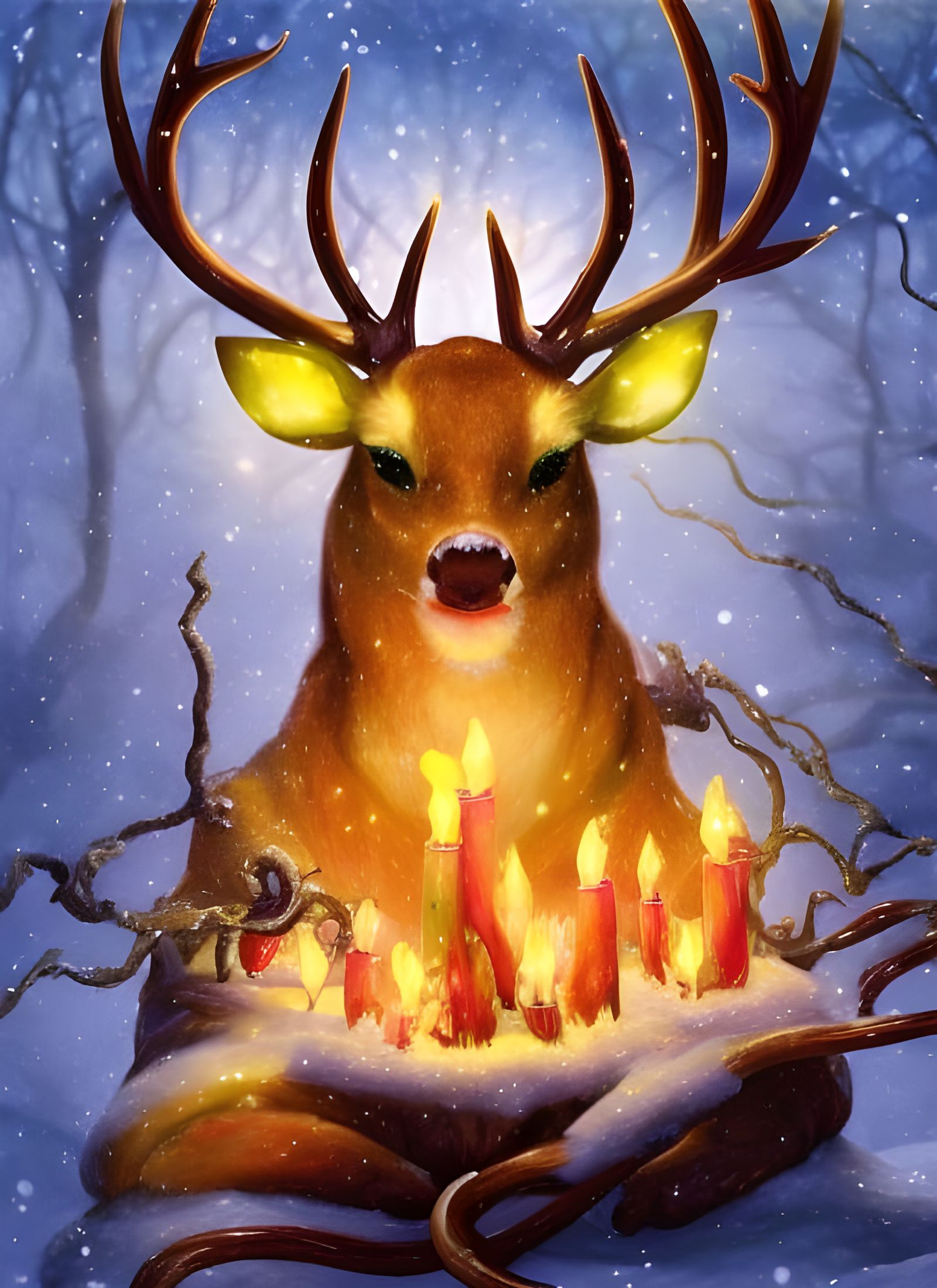 Christmas Deer Elemental Digital Artwork