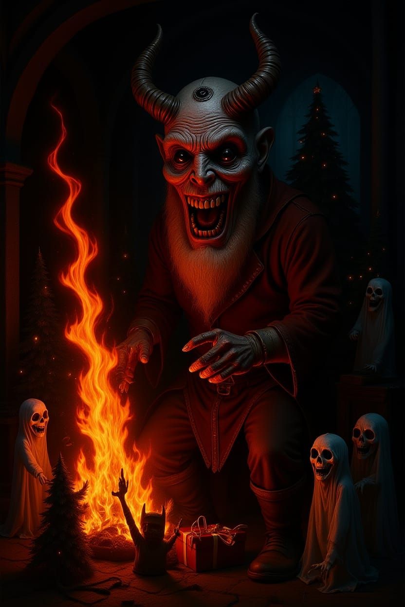 Twisted Pyromaniac Santa Fuses With Krampus in Fiery Crypt