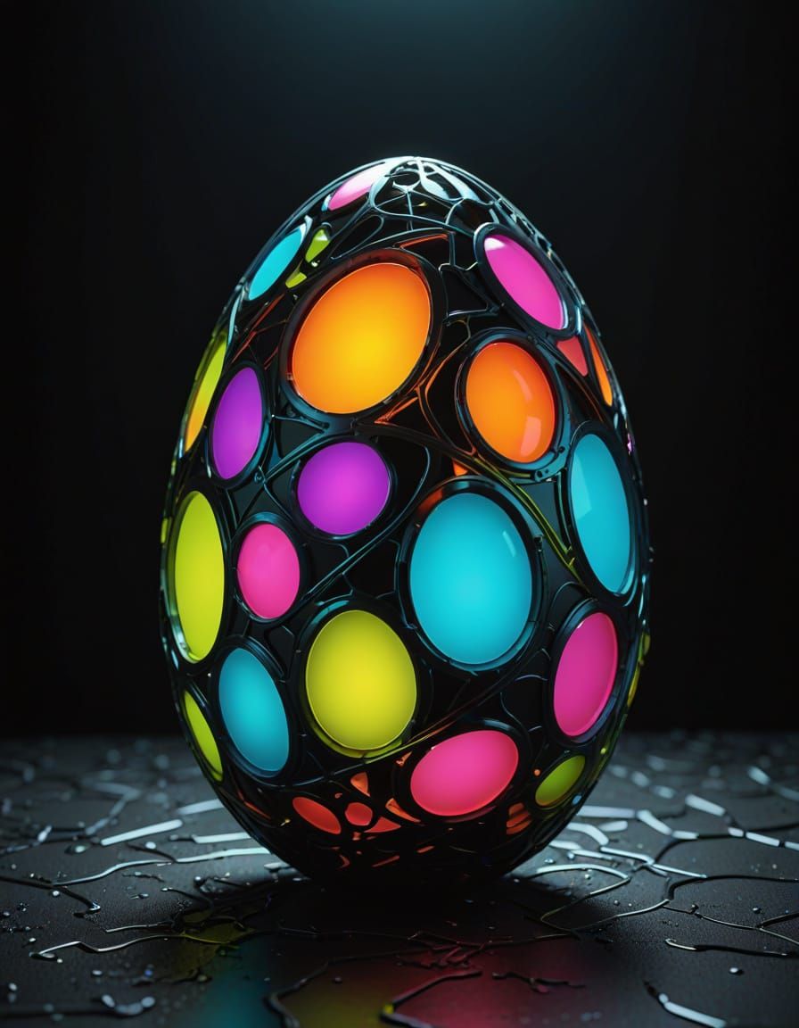 Surreal Neon Egg in Dreamlike Atmosphere