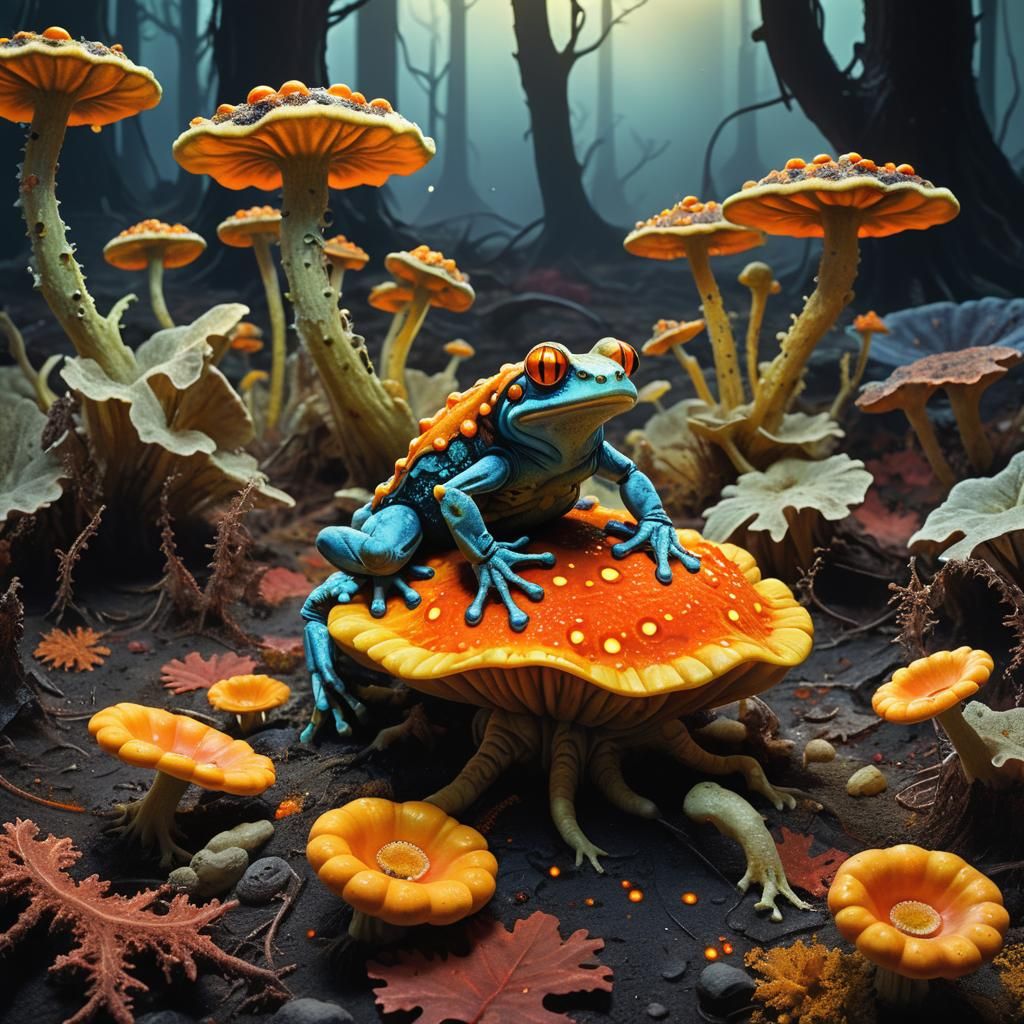 Exoplanet: Fungal Alien Specimen in Bioluminescent Forest