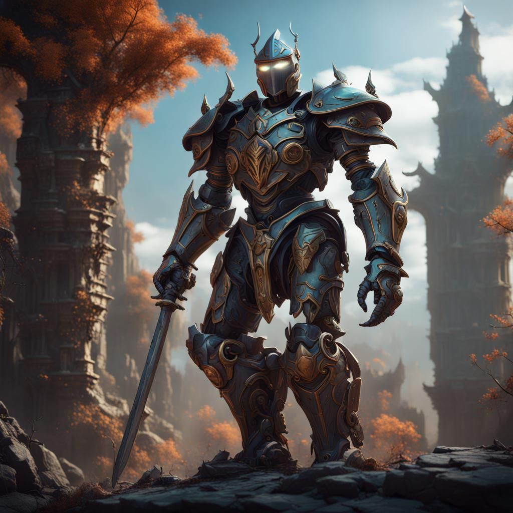 Detailed Robot Knight Matte Painting