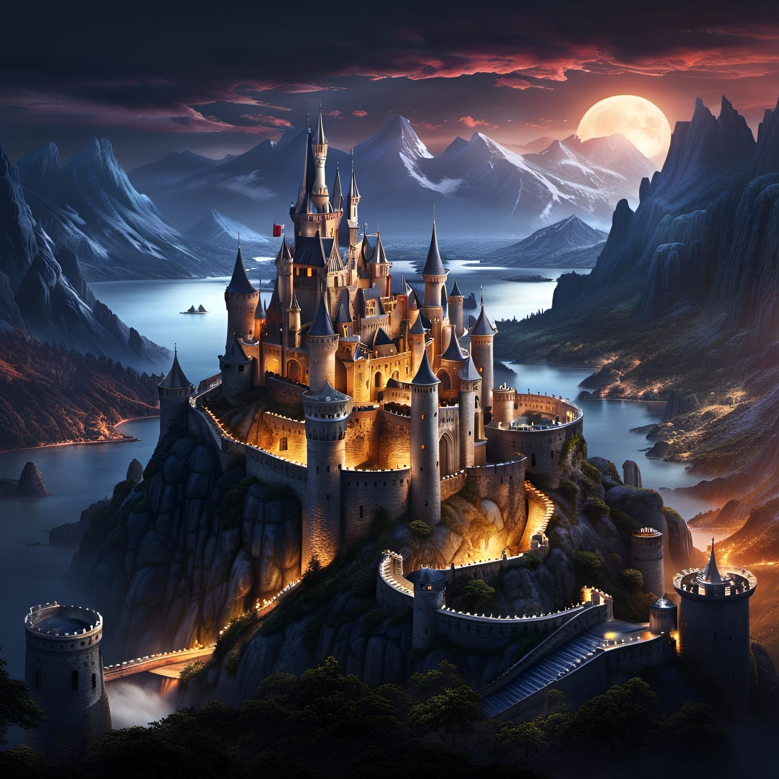 Background white fantasy castle