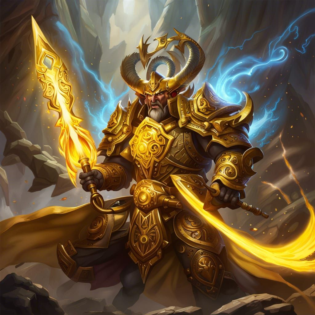 Paladin Shaman Cleric Splash Art in Attack Mode