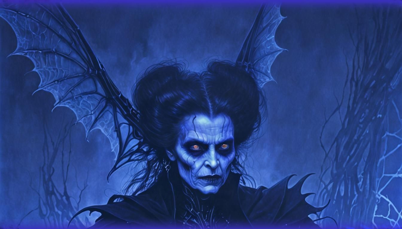 Surreal Vampire Angel with Bioluminescent Patterns
